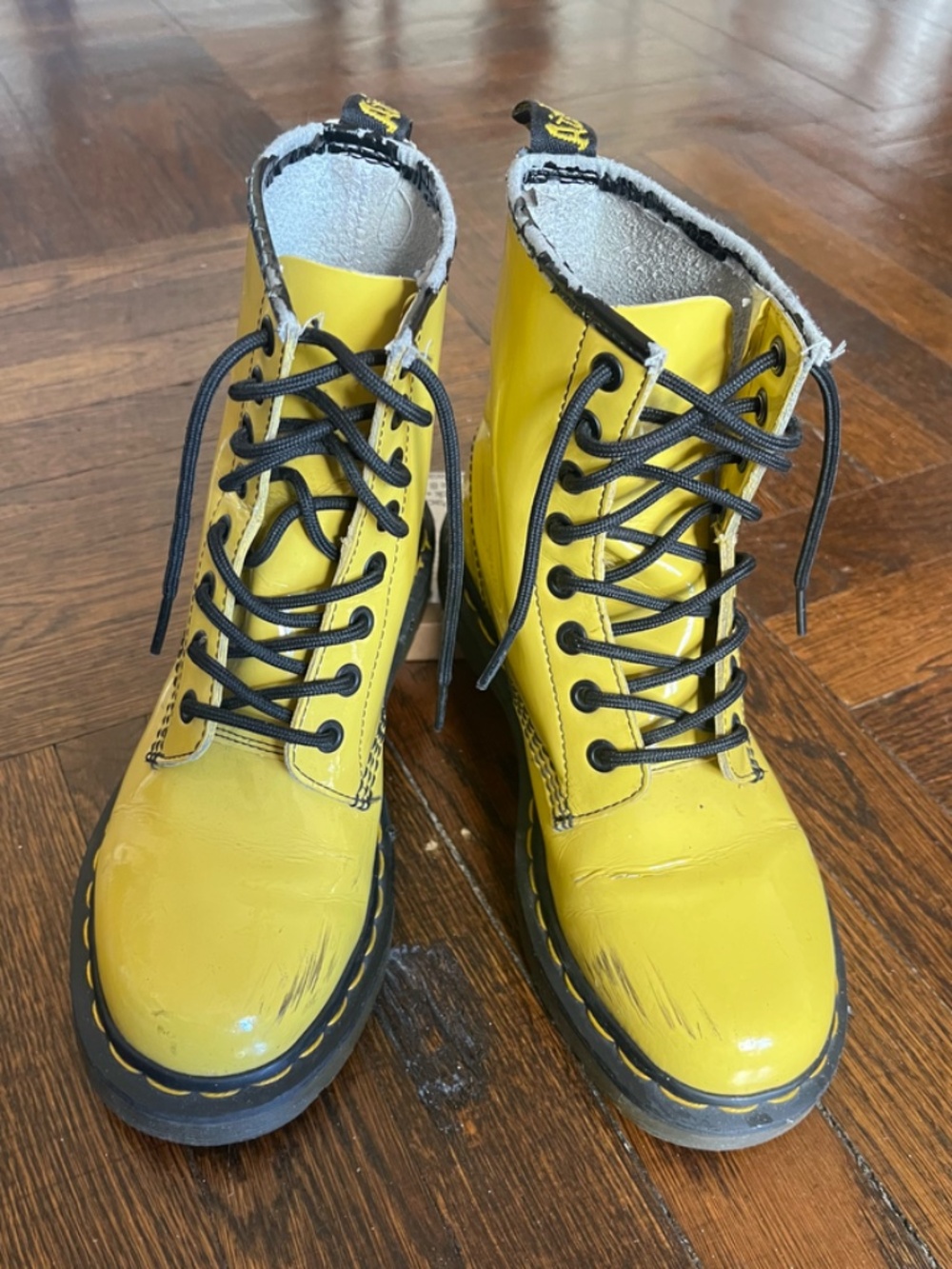 Dr. Martens Yellow Patent 8-Eye Combat Boots UK 4 / EU 37 / US 6